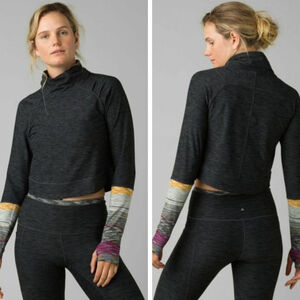 prAna Zandra Funnel Neck Top long sleeve Women's gray rainbow stripe size small